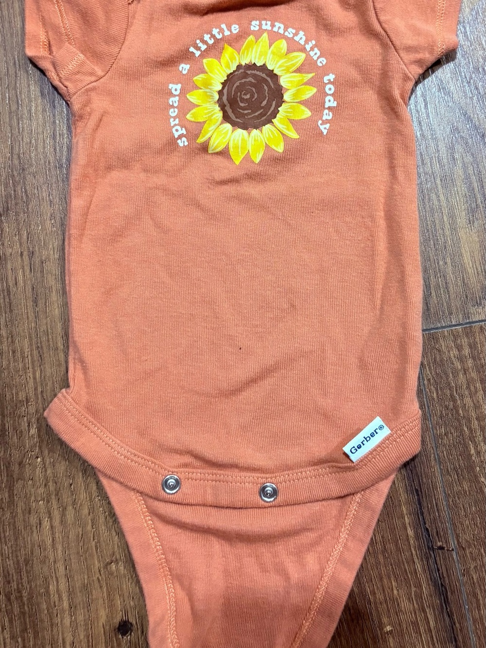 Gerber Orange One-Piece Bodysuit with Sunflower Graphic